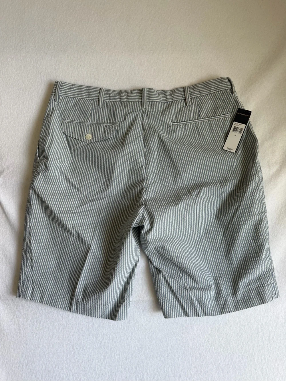 NWT Polo Ralph Lauren Hamilton Seersucker Shorts Men’s 36 Blue White Cotton